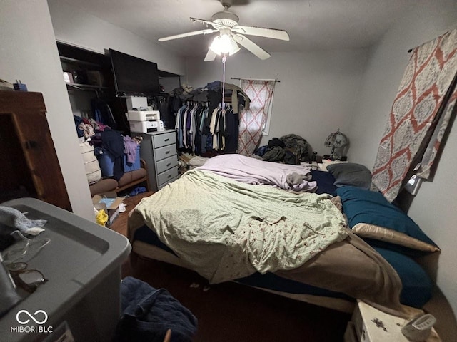 bedroom with a closet and ceiling fan