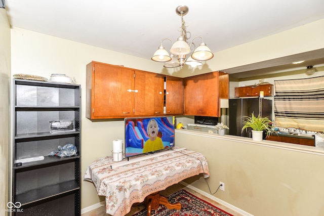 interior space with a notable chandelier