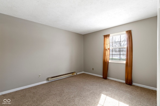 empty room with carpet and baseboard heating