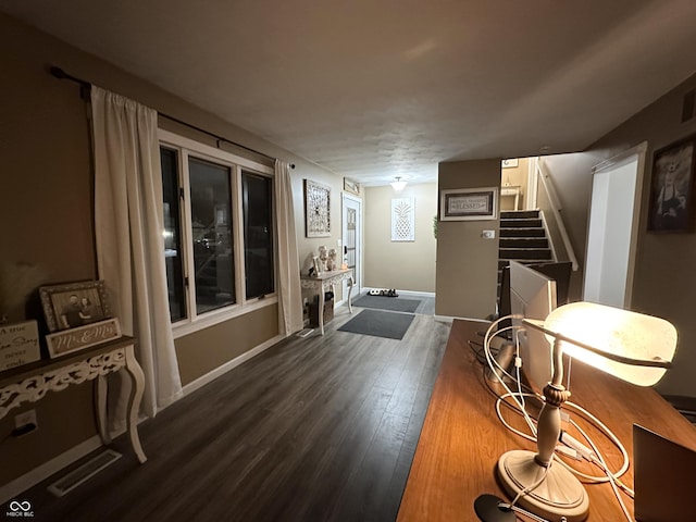 interior space featuring dark hardwood / wood-style flooring