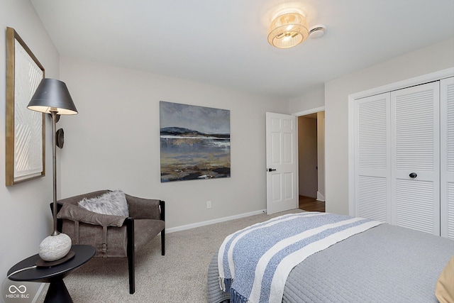 carpeted bedroom featuring a closet