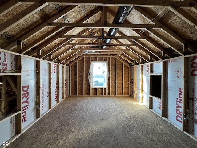 view of unfinished attic