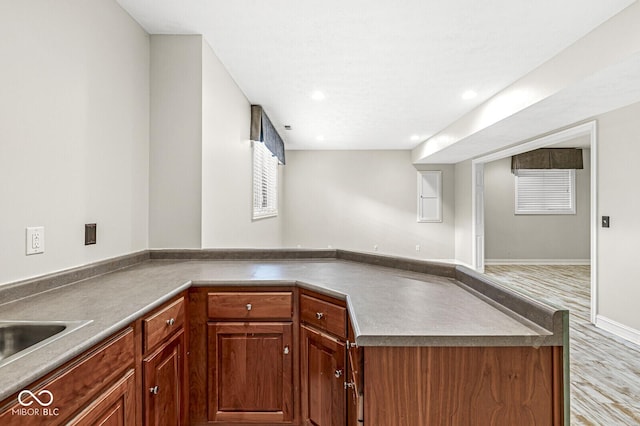 kitchen with light hardwood / wood-style floors