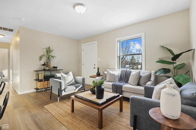 living room featuring light hardwood / wood-style floors