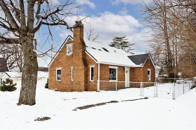 view of snow covered property