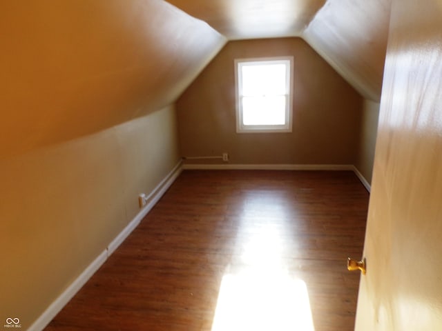 bonus room featuring lofted ceiling and dark wood-type flooring