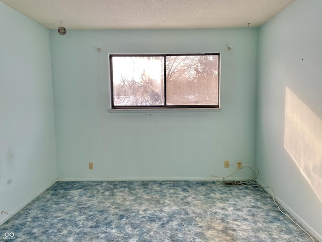 spare room featuring carpet and a textured ceiling