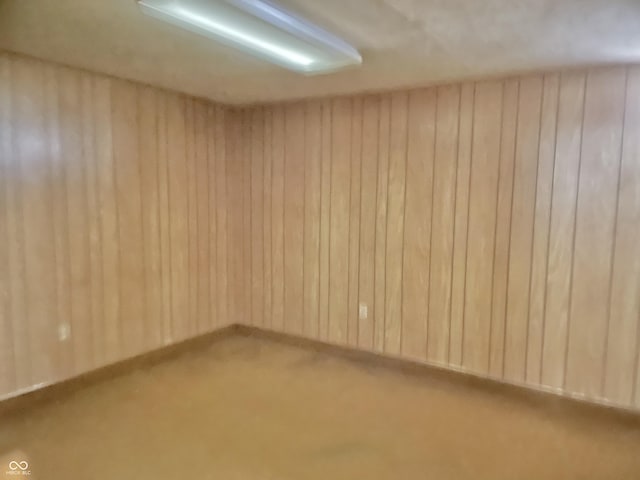 spare room featuring wooden walls