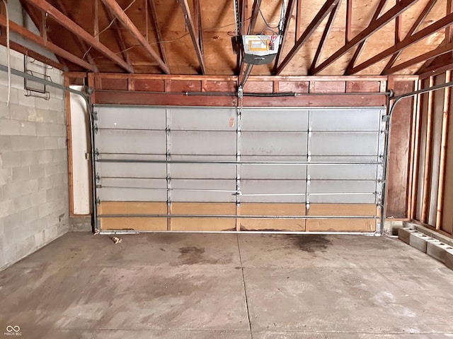 garage with a garage door opener