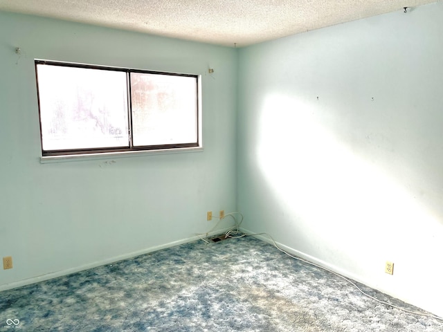 unfurnished room with carpet floors and a textured ceiling