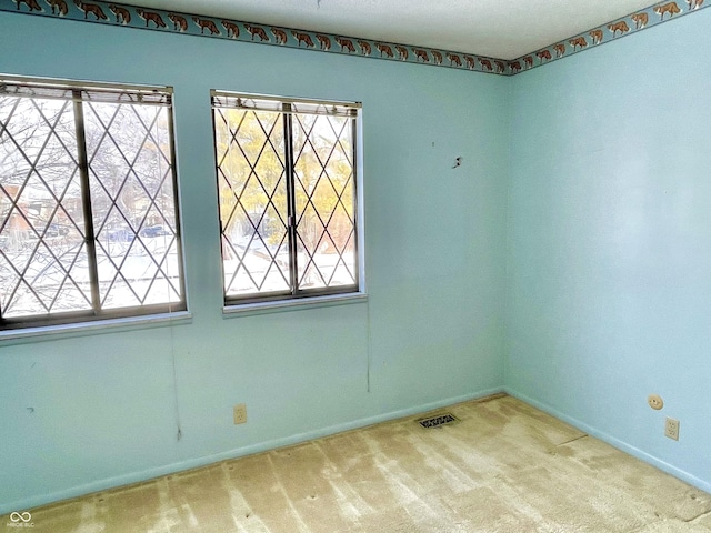 empty room featuring light carpet