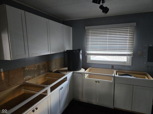 kitchen with white cabinets