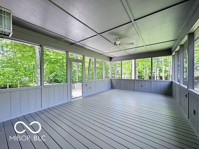 13650 Golden Ridge Ln, Fishers, IN 46055 - unfurnished sunroom with a ceiling fan