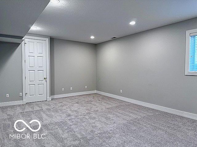 13650 Golden Ridge Ln, Fishers, IN 46055 - below grade area featuring carpet flooring and recessed lighting