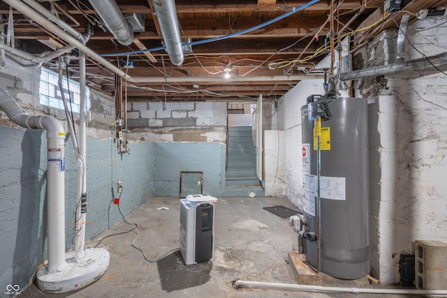 basement with water heater