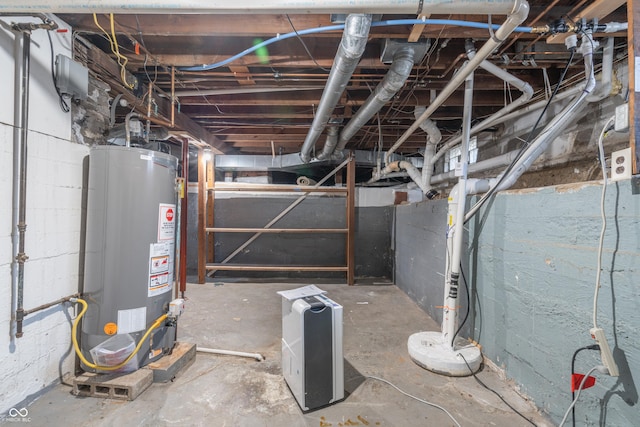 basement with gas water heater