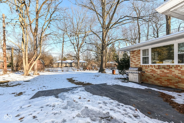 view of yard covered in snow