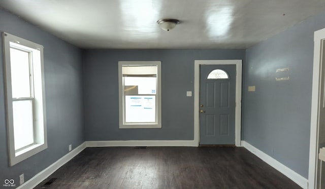 entrance foyer with dark hardwood / wood-style flooring