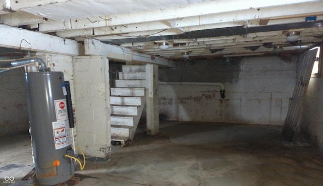 basement featuring gas water heater