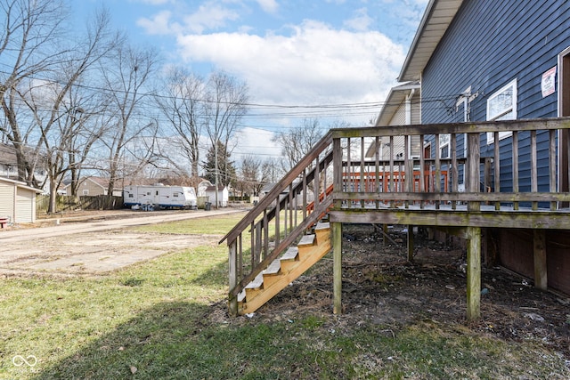 view of yard with a wooden deck