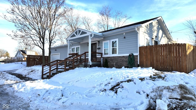 view of front of property with a garage