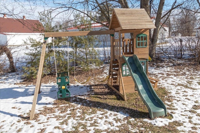 view of snow covered playground