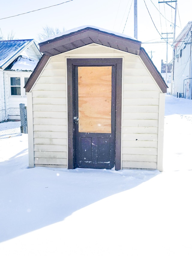 view of snow covered structure