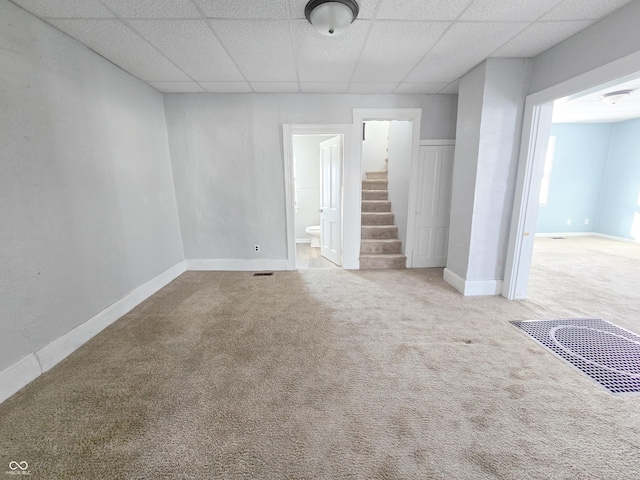 basement with carpet flooring