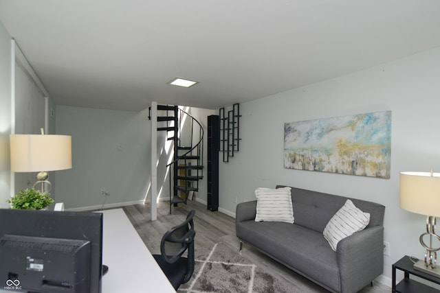 home office featuring hardwood / wood-style floors