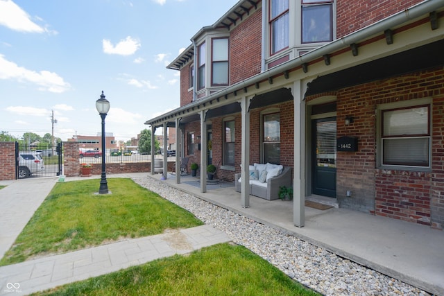 view of yard with a porch