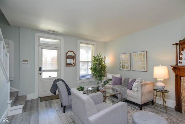 living room featuring hardwood / wood-style flooring