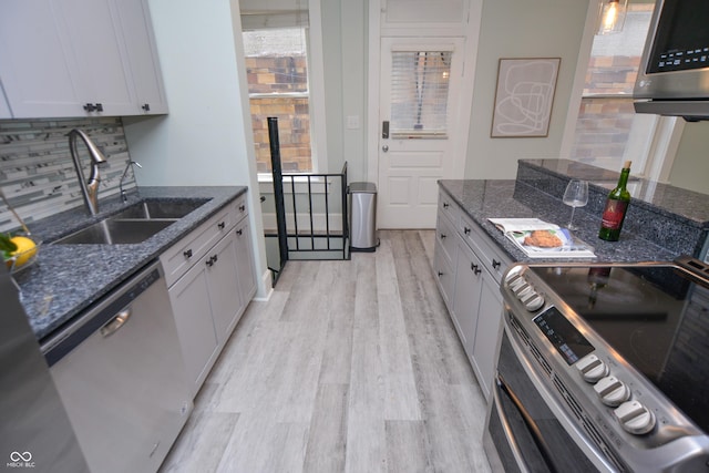 kitchen with sink, white cabinets, and appliances with stainless steel finishes