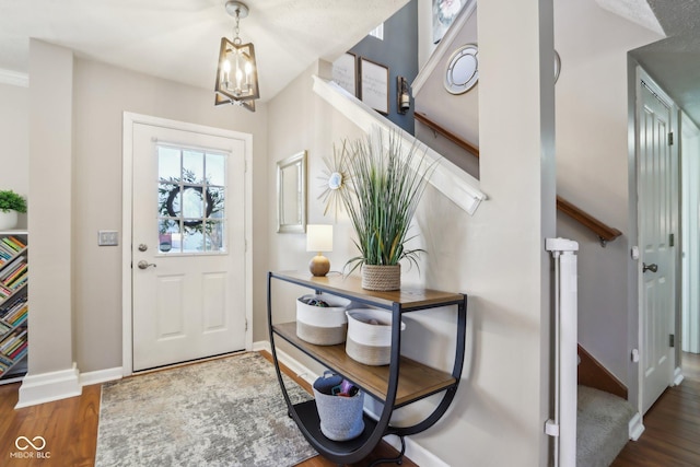 entrance foyer featuring dark wood-type flooring