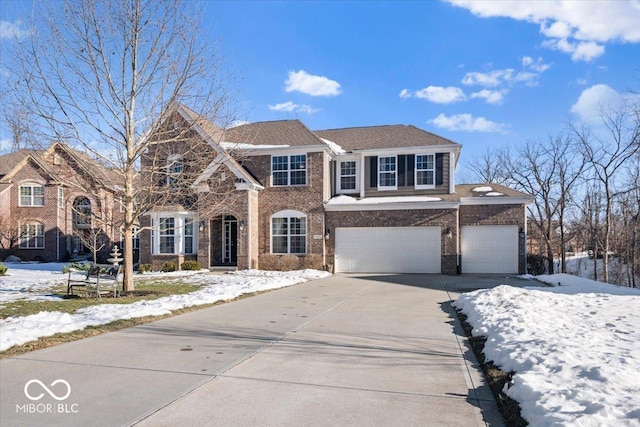 front facade with a garage