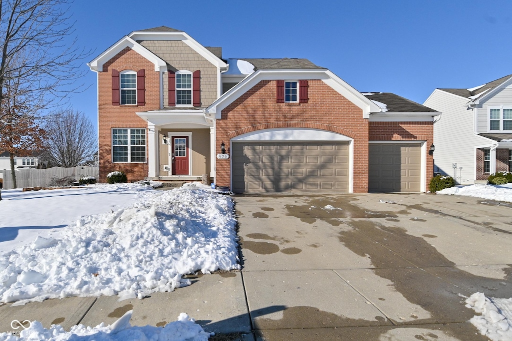 view of front property with a garage