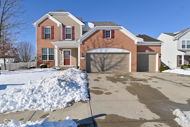 view of front property with a garage