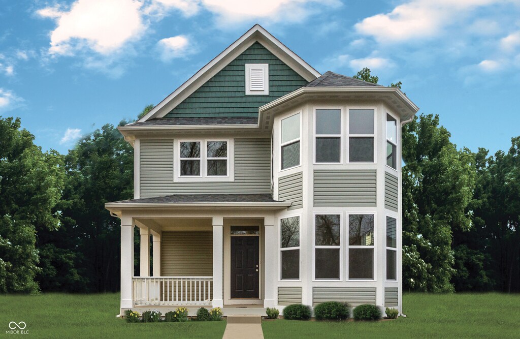 1831 Luther St, Indianapolis, IN 46203 - view of front facade with a porch, roof with shingles, and a front yard