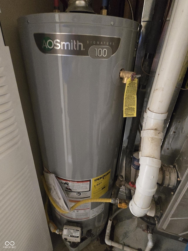 utility room featuring water heater