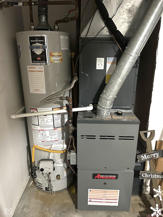 utility room featuring water heater