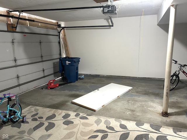 garage with a garage door opener