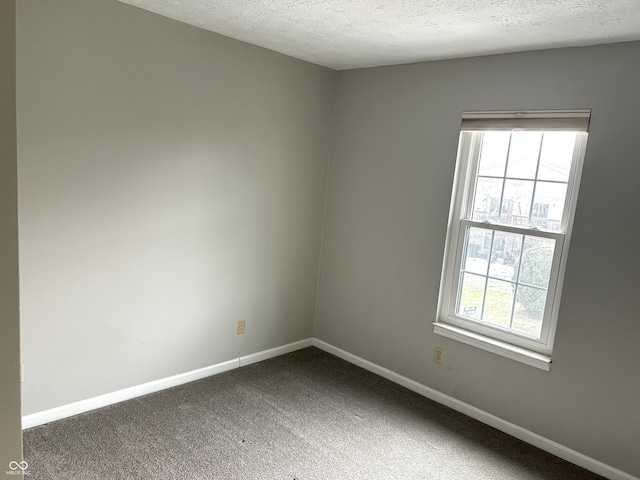 carpeted spare room featuring a wealth of natural light and a textured ceiling