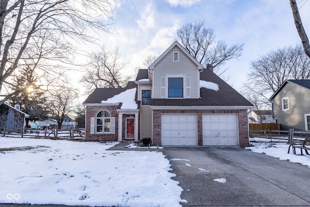 view of front property with a garage