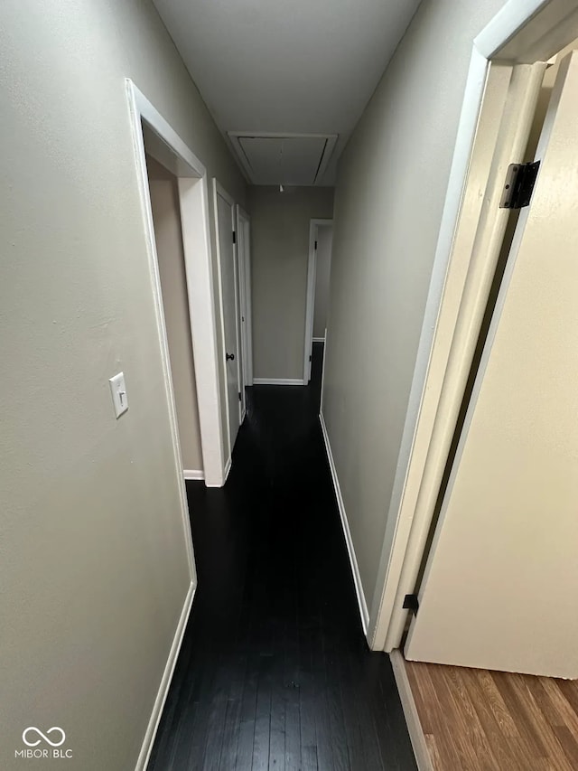 corridor featuring dark hardwood / wood-style floors