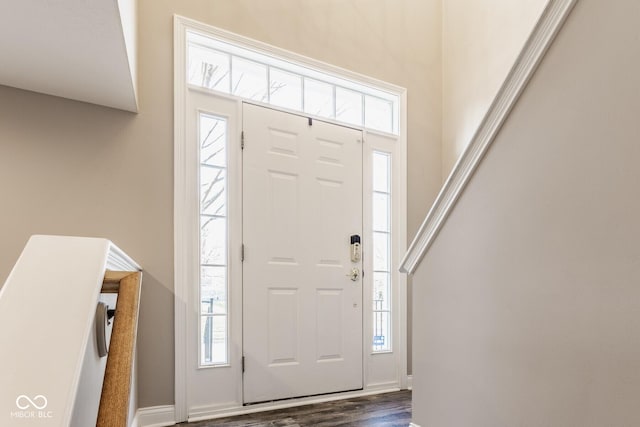 foyer featuring dark wood finished floors