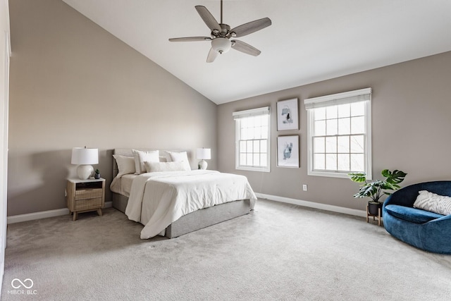 bedroom featuring baseboards, carpet, and a ceiling fan