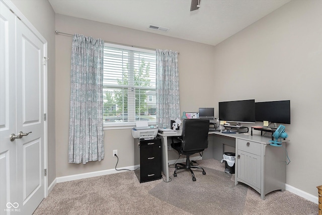 view of carpeted office