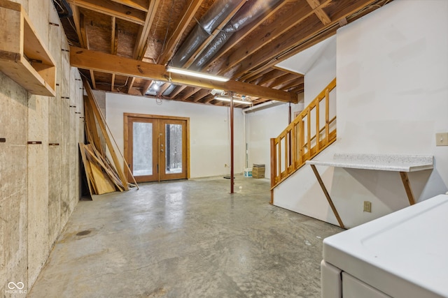 basement with french doors