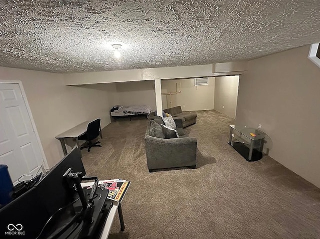 interior space featuring a textured ceiling