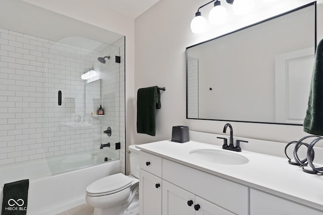 full bathroom with toilet, bathing tub / shower combination, and vanity