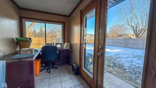 office featuring crown molding